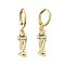Brass Clear Cubic Zirconia Hoop Earrings, Real 18K Gold Plated, Letter I, 30.5mm, pendants: 17.5x9.5x2mm