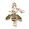 Zinc Alloy Enamel Rhinstone Brooches, Golden, Bees, 50.5x34mm