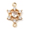 Brass Pave Clear Cubic Zirconia Connector Charms, Flower Links, Real 18K Gold Plated, 17x10x4mm, Hole: 1.2mm