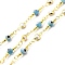 Handmade Brass Evil Eye Glass Link Chain, Soldered, with Spool, with Plastic Imitation Pearl Beads, Cadmium Free & Lead Free, Real 18K Gold Plated, Flat Round: 10x4.5x2mm, Round: 2.5mm and 4.5mm
