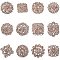 PandaHall Elite 12 pcs Golden Rhinestone Crystal Flower Brooches Pins for Wedding Party Bouquet Broaches Kit Women Dress Decorations