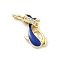 Brass Micro Pave Cubic Zirconia Pendants, Dolphin, with Enamel, Real 18K Gold Plated, Cadmium Free & Lead Free, Rack Plating, Long-Lasting Plated, Blue, 20x19.5x5.5mm, Hole: 4.5x2.5mm