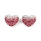 Gradient Color Heart Shaped Polymer Clay Rhinestone Beads, for DIY Phone Charms, Pen and Jewelry Making Supplies, Light Rose, 19x24x13mm, Hole: 1.8mm