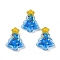 Glass Enamel Beads, Christmas Trees, Dodger Blue, 18x15x7mm, Hole: 1.2mm