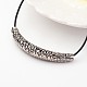 Tube with Flower Pattern Tibetan Style Alloy Necklaces NJEW-F197-24-3