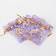 ハートプリントオーガンジーバッグ巾着袋  ギフトバッグ  長方形  紫色のメディア  9x7cm OP-R022-7x9-05-2
