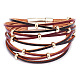 PU Leather Multi-strand Bracelets BJEW-F352-03G-02-1