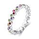 Laiton exquis coloré TCHEQUE anneaux strass doigt pour les femmes RJEW-BB02269-7B-1