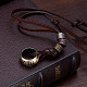 Einstellbar Retro-Zink-Legierung Anhänger und Lederband Lariat Halsketten für Männer NJEW-BB15980-7