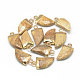天然ピクチャージャスパーペンダント  真鍮パーツ  多面カット  牙の形状  ゴールドカラー  バリーウッド  21x11x5.5mm  穴：2mm G-Q966-04-1