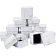 Benecreat12パック小さな正方形のクラフトリングイヤリングボックスバレンタインデーのための5.2x5.2x3.3cmの大理石の白いボール紙のジュエリーギフトボックス  記念日  結婚式  誕生日 CBOX-BC0001-33-1