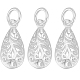 Beebeecraft 1 Box 4Pcs Teardrop Charms Sterling Silver Water Drop Tibetan Style Hollow Pendants Charms with Jump Ring for DIY Jewellery Making Craft Supplies STER-BBC0005-79-1
