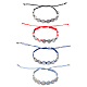 ANATTASOUL 4Pcs 4 Style Saint Benedict Medal Alloy Braided Bead Bracelets Set BJEW-AN0001-69-1