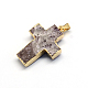 Plated Natural Druzy  Agate Cross Pendants G-R275-06-3