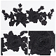 ポリエステル刺繍花飾りアクセサリー  袖口カラー飾り用  ブラック  280x136x3mm PATC-WH0006-08-3