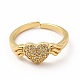 Cubic Zirconia Heart with Wing Open Cuff Ring RJEW-G281-03G-2