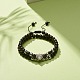 2pcs 2 bracelets de perles tressées en obsidienne naturelle et hématite synthétique serties de léopard en zircone cubique BJEW-JB08119-03-2