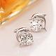 Real Platinum Plated Dolphin Brass Stud Earrings EJEW-EE0001-228-2