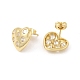 Clear Cubic Zirconia Heart Stud Earrings EJEW-E275-03G-2