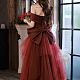 Benecreat 1 セットの女性のウェディング ドレスのジッパーの交換  ドレス ループ調節可能なフィット サテン コルセット バック キット  レースアップ フォーマルウエディングドレス  暗赤色  リボン：400x1.5x0.12cm  1 PC  ループリボン：47.5x2.3x0.35cm  2pc SRIB-BC0001-08A-4