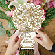 Biglietto di auguri con bouquet di fiori in legno AJEW-WH0441-003-6