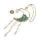Wire Wrapped Natural Green Aventurine Chip & Brass Moon Pendant Decorations HJEW-JM01504-05-2