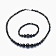 Natural Obsidian Graduated Beads Necklaces and Bracelets Jewelry Sets SJEW-L132-07-1