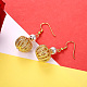 Pumpkin Brass Hollow Dangle Earrings EJEW-BB37475-G-5