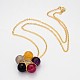 Natural Agate with Pearl Luster Plated Glass Star Pendant Necklaces & Dangle Earrings Jewelry Sets: Golden Tone Brass Cable Chain and Brass Hooks SJEW-JS00846-3