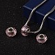 Pink European Style Iron Silver Tone Core Faceted Rondelle Glass Large Hole Beads for DIY Jewelry Bracelets & Necklaces Making X-GDA001-65-2