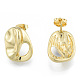 Oval Brass Stud Earrings for Women EJEW-N011-99-1
