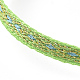 ユニセックス調節可能な編組ビーズブレスレット  ステンレス製のビーズで  薄緑  1-3/4インチ〜3インチ（4.4~7.8cm） BJEW-J181-04C-3