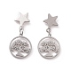 304 étoile en acier inoxydable avec des boucles d'oreilles tiges pendantes arbre pour femme EJEW-G328-08-2
