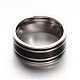 個性的メンズ304ステンレス鋼ワイドバンドフィンガー指輪  ガンメタ色＆ステンレス鋼カラー  17mm RJEW-F043-41-17mm-1