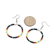 4 paio di orecchini pendenti a cerchio grande con perline di semi di vetro a 4 colori EJEW-TA00178-3