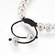 Bracelets de perles tressées en pierre de lave naturelle galvanisée BJEW-O162-H02-3