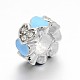 Platinum Plated Alloy Pave Crystal Rhinestone Enamel Large Hole European Column Carved Heart Beads ENAM-E270-01D-2