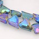 Heart Electroplate Full Rainbow Plated Glass Beads Strands EGLA-P001-F03-2