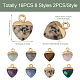 Fashewelry 16 個 8 スタイル天然 & 合成宝石チャーム  ライトゴールドメッキアイアン製パーツ  ハート  13.5x10.5x5~5.5mm  穴：1.6~1.8mm  2個/スタイル G-FW0001-34-4