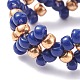 4 pièces 4 couleurs perles de rocaille en verre tressées bagues ensemble pour les femmes RJEW-JR00420-6