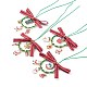 クリスマスのテーマの装飾  合金エナメルチャーム付き  グログランポリエステルリボン  真鍮製のビーズとリンキングリング  編み込みナイロン糸  ミックスカラー  250mm HJEW-JM00472-1