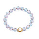Round Glass Beaded Stretch Bracelet with Gold Plated Brass Ring for Women BJEW-N018-02J-1
