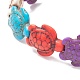 Dyed Synthetic Turquoise Tortoise Beaded Stretch Bracelet for Kids BJEW-JB09389-01-2