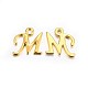 Golden Plated Alloy Letter Pendants PALLOY-P097-01-M-1