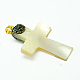 Shell croix pendentifs argile polymère de strass SSHEL-N018-03-3
