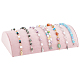 ベルベットで覆われた木製のブレスレットのディスプレイ スタンド  半円  ピンク  25.7x14x6.1cm BDIS-WH0002-10-1