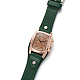 腕時計  クォーツ時計  アロイウォッチヘッドとPUレザーストラップ  濃い緑  9-1/2インチ〜9-7/8インチ（24.1~25.1cm）  19~20x3mm  ウォッチヘッド：38x38x16mm WACH-I017-10C-1