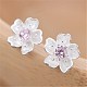 Серьги-гвоздики с цветком сливы с кубическим цирконием для девочек и женщин EJEW-BB46111-A-1