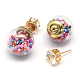 Women's Double Sided Glass Ball Stud Earrings EJEW-R104-07N-1