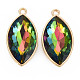 Golden Tone Faceted Glass Pendants PALLOY-N167-04-01LG-RS-1